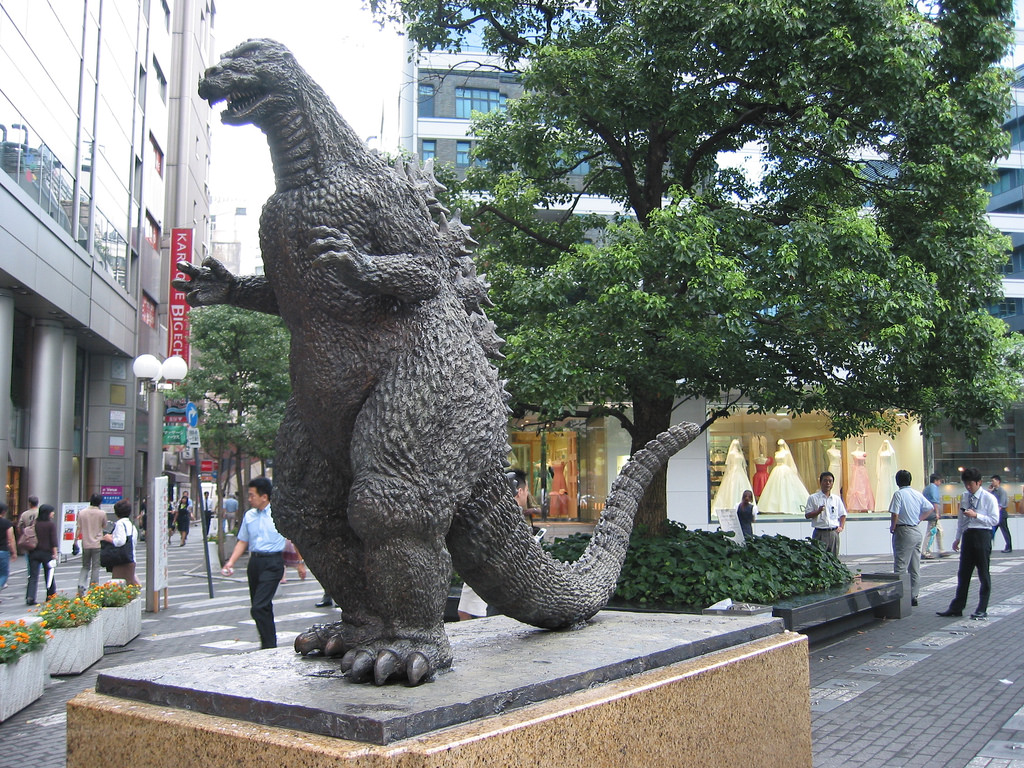 Statue of Godzilla (Gojira) in Tokyo, Japan