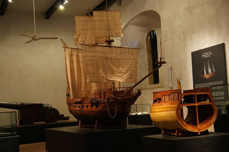 Exhibits of maritime artefacts at the National Maritime Museum in Galle Fort