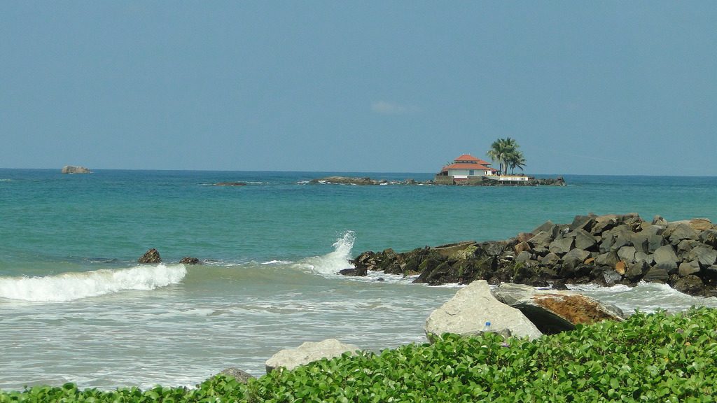 Seenigama temple in the sea near Hikkaduwa