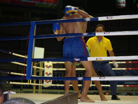 Muay Thai match at Rajadamnern Stadium