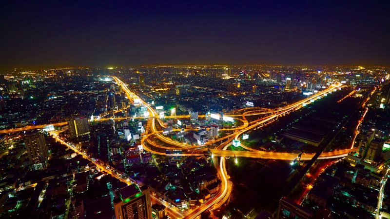 aerial, bangkok, city