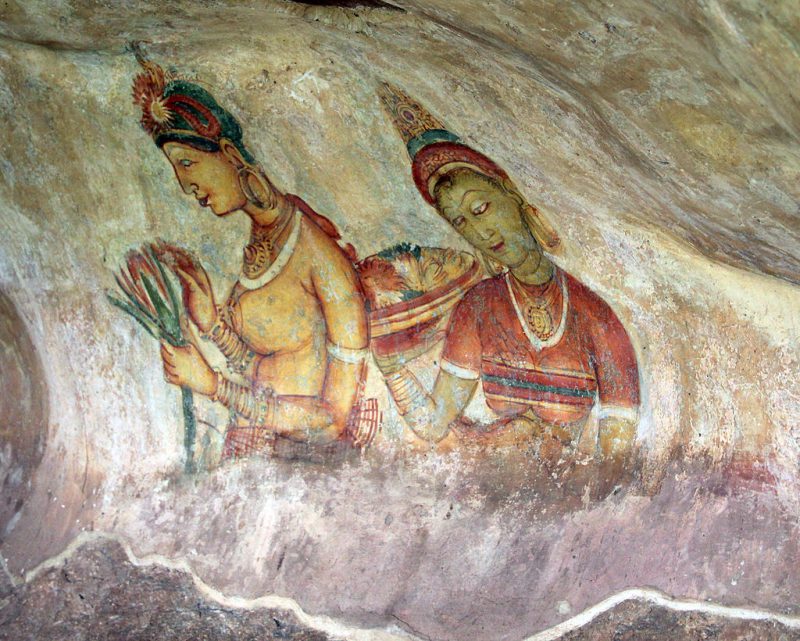 Sigiriya Rock Paintings | Image Credit: Antony Stanley from Gloucester, UK, Sigiriya Rock Paintings (7144576721), CC BY-SA 2.0