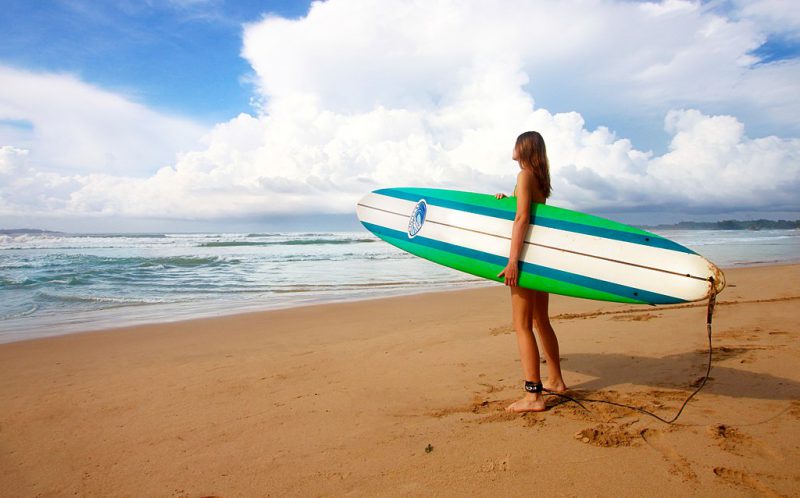 Surfing in Weligama